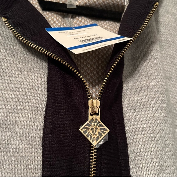 NWT Anne Klein XL Heather Grey Poncho Jacket Zip-Up Heavyweight Sweater Hoodie - Picture 9 of 15